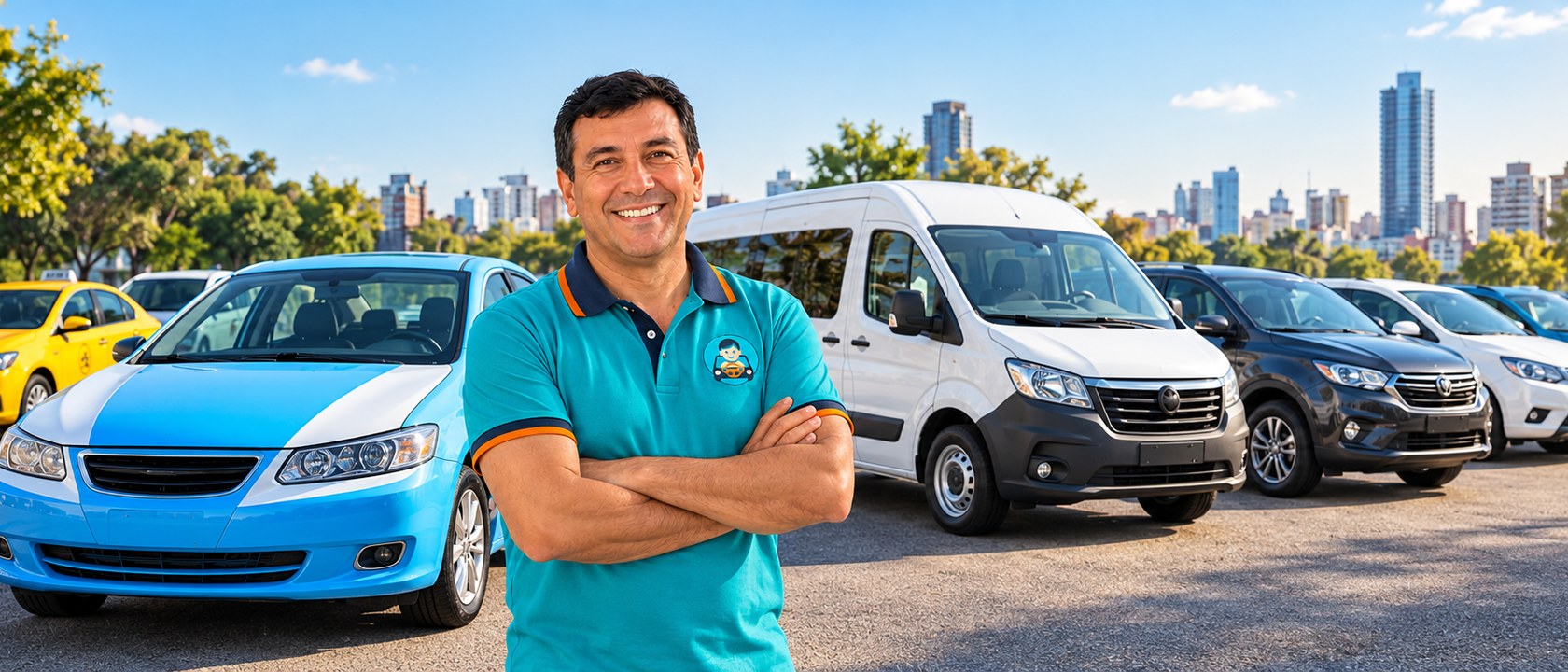 Dueño de central con su flota — Colaby Movilidad