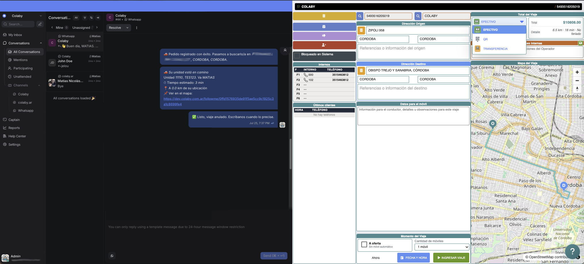 Pantalla Chat y Telefonía Colaby Movilidad con ColabyBot — captura 1