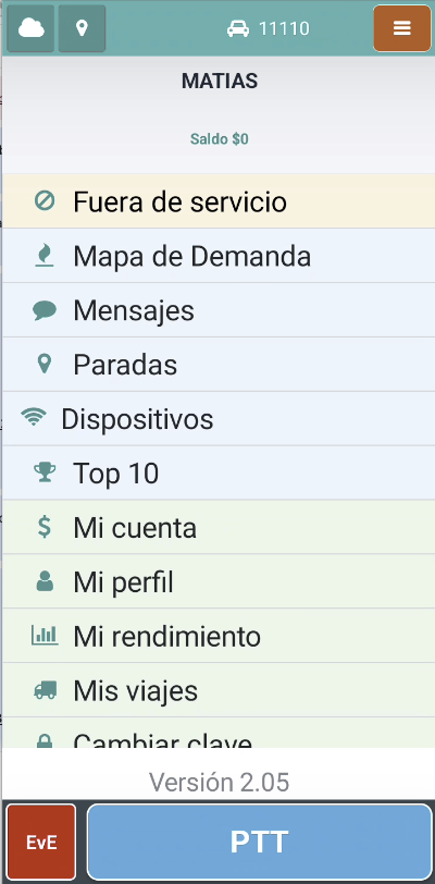 Aplicación de Conductores Colaby Movilidad — viajes, paradas y estados — captura 2